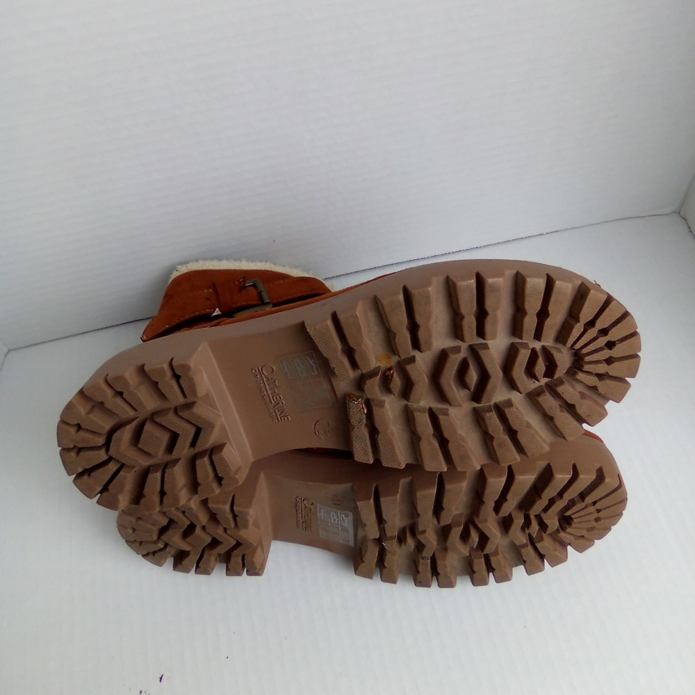 CATHERINE MALANDRINO BOOTS Women's Tan Shearling-Lined Boots SIZE 7.5 - Picture 7 of 8